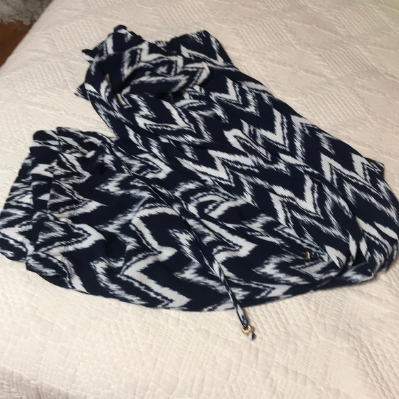 Blue and White Chevron Palazzo Pants - Picture 2 of 3